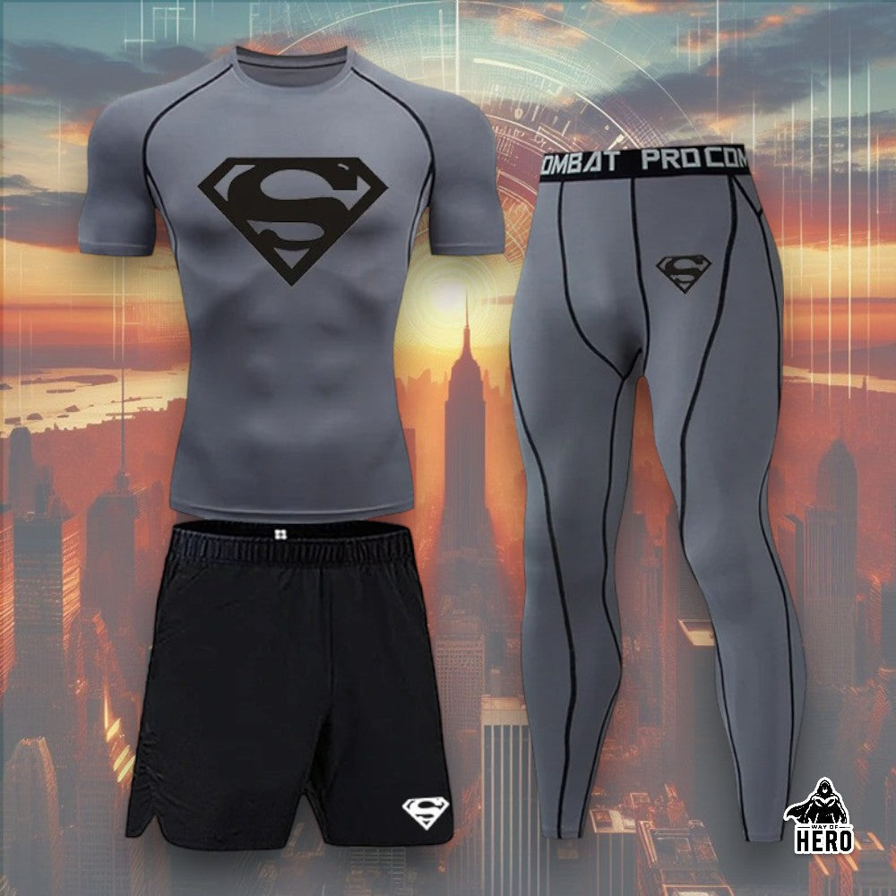 Way Of Hero™ Superman Compression Short Sleeve Suit 3 in 1