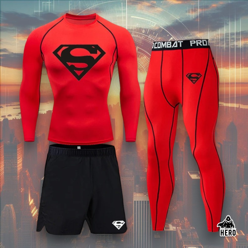 Way Of Hero™ Superman Compression Long Sleeve Suit 3 in 1