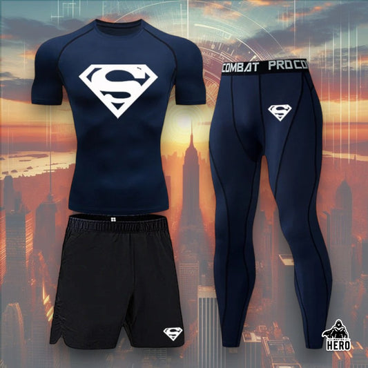 Way Of Hero™ Superman Compression Short Sleeve Suit 3 in 1