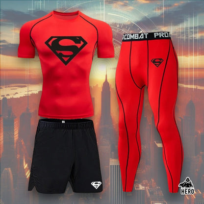 Way Of Hero™ Superman Compression Short Sleeve Suit 3 in 1