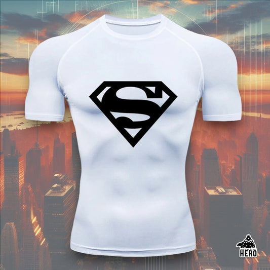 Way Of Hero™ Big Blue Superman Short Sleeve Compression Shirt