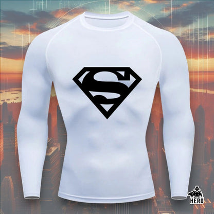 Way Of Hero™ Big Blue Superman Long Sleeve Compression Shirt