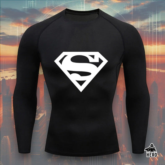 Way Of Hero™ Big Blue Superman Long Sleeve Compression Shirt